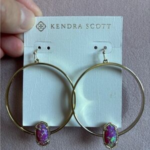 ✨Kendra Scott Gold and Pink Hoop Earrings